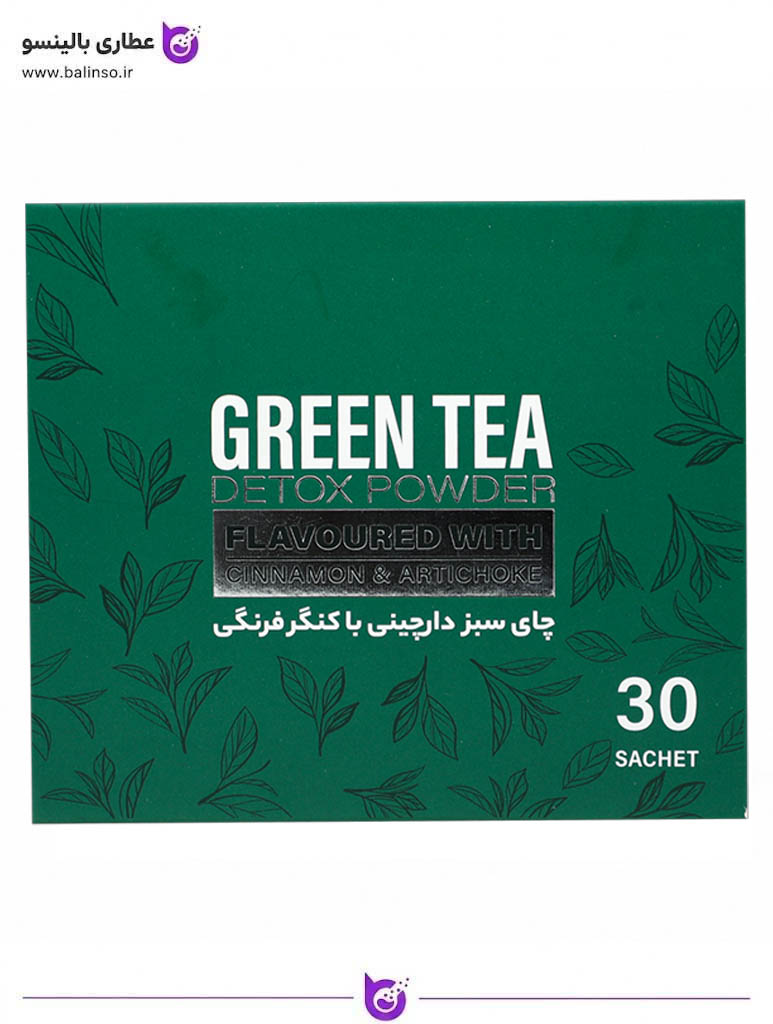 پودر عصاره چای سبز دارچینی با کنگرفرنگی الن بیوتی بسته 30 عددی
